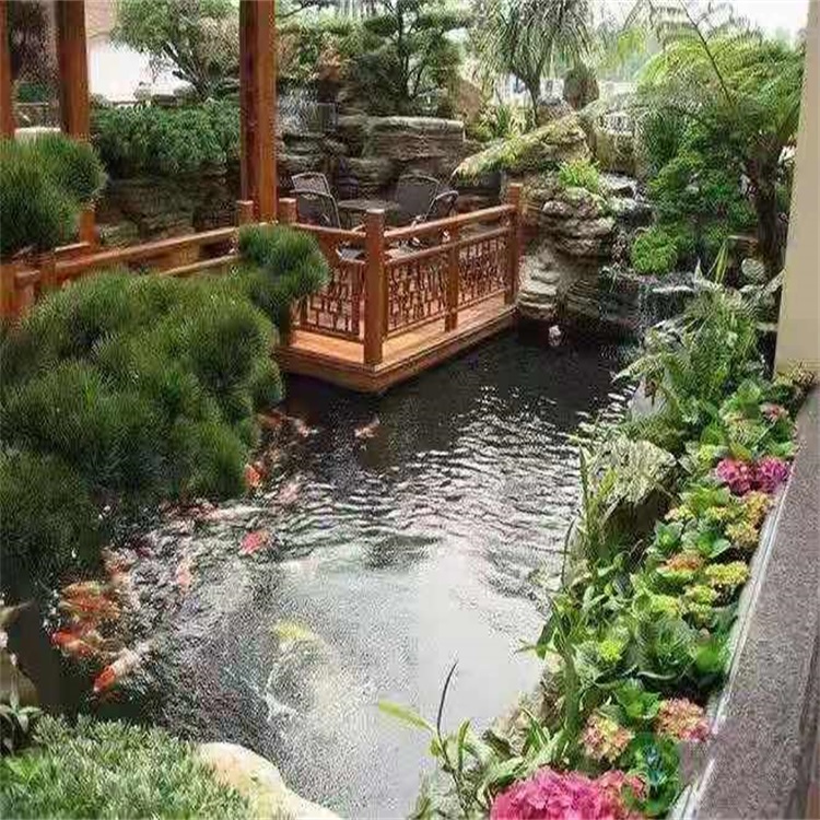 九台庭院设计鱼池假山建造图